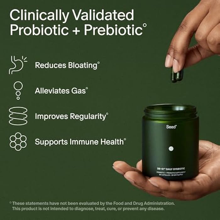 Seed DS-01 Daily Synbiotic - Prebiotic and Probiotic for Women & Men - Digestive Health, Gut Health, Immune Support, Bloating & Constipation Relief - Vegan & Shelf-Stable - 30-Day Starter (60ct) - Image 2