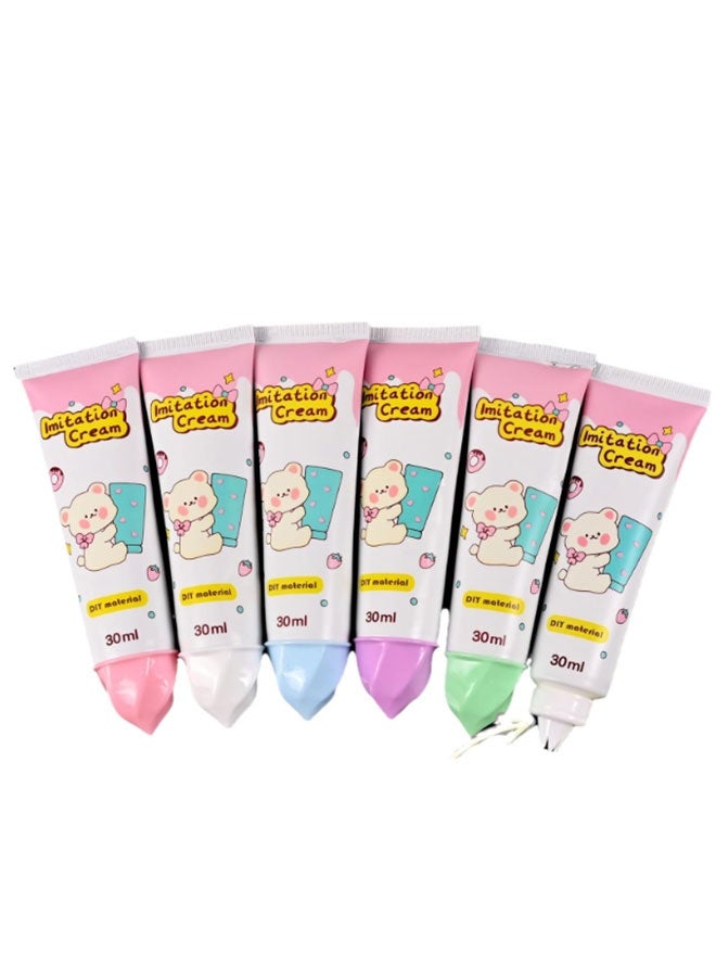 غراء كريمة الكيك المخفوقة المزيف للاستخدام في أغطية الهواتف والمرايا وتزيين المجوهرات، يتضمن فوهات (6 قطع، 6 ألوان) - Image 1