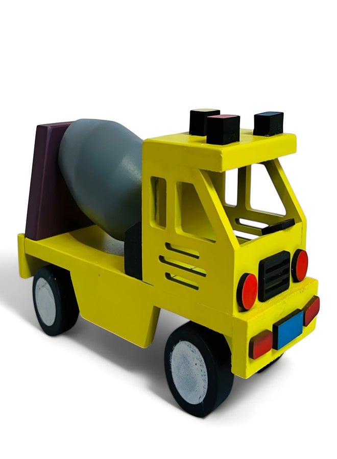 MarvelStore Wooden Cement Mixer Truck Toy | Handcrafted Construction Vehicle for Kids | Durable,Eco-Friendly and Safe Play | Brightly Colored with Smooth Edges for kids(Multicolor)(Cement Mixer Truck) - Image 1