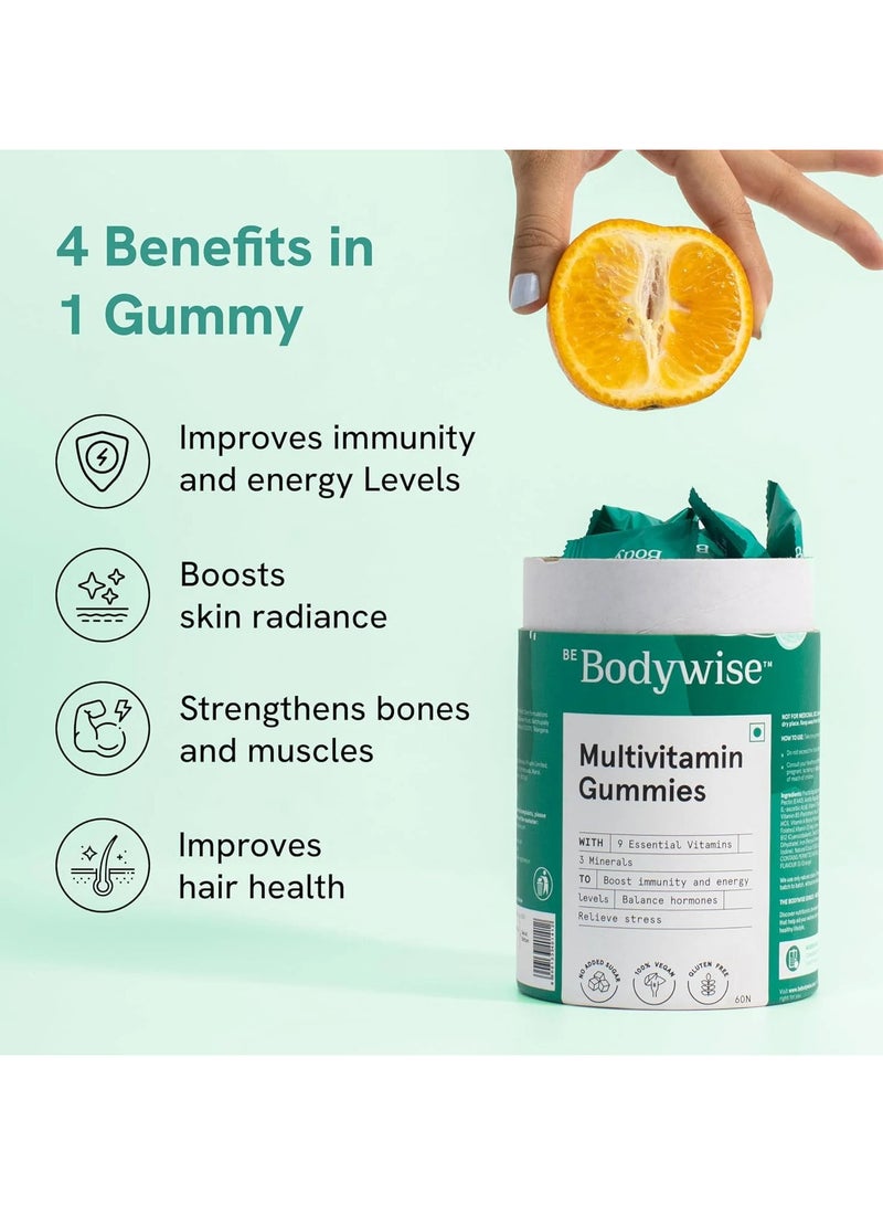 Be Bodywise Multivitamin Gummies | 60 Day Pack | With Fibre, Zinc, Iron & Biotin | Vitamin D3, B6, E & A | Boosts Energy & Stamina, Improves Immunity & Skin Health | Vegan, Gluten & Gelatin Free - Image 4