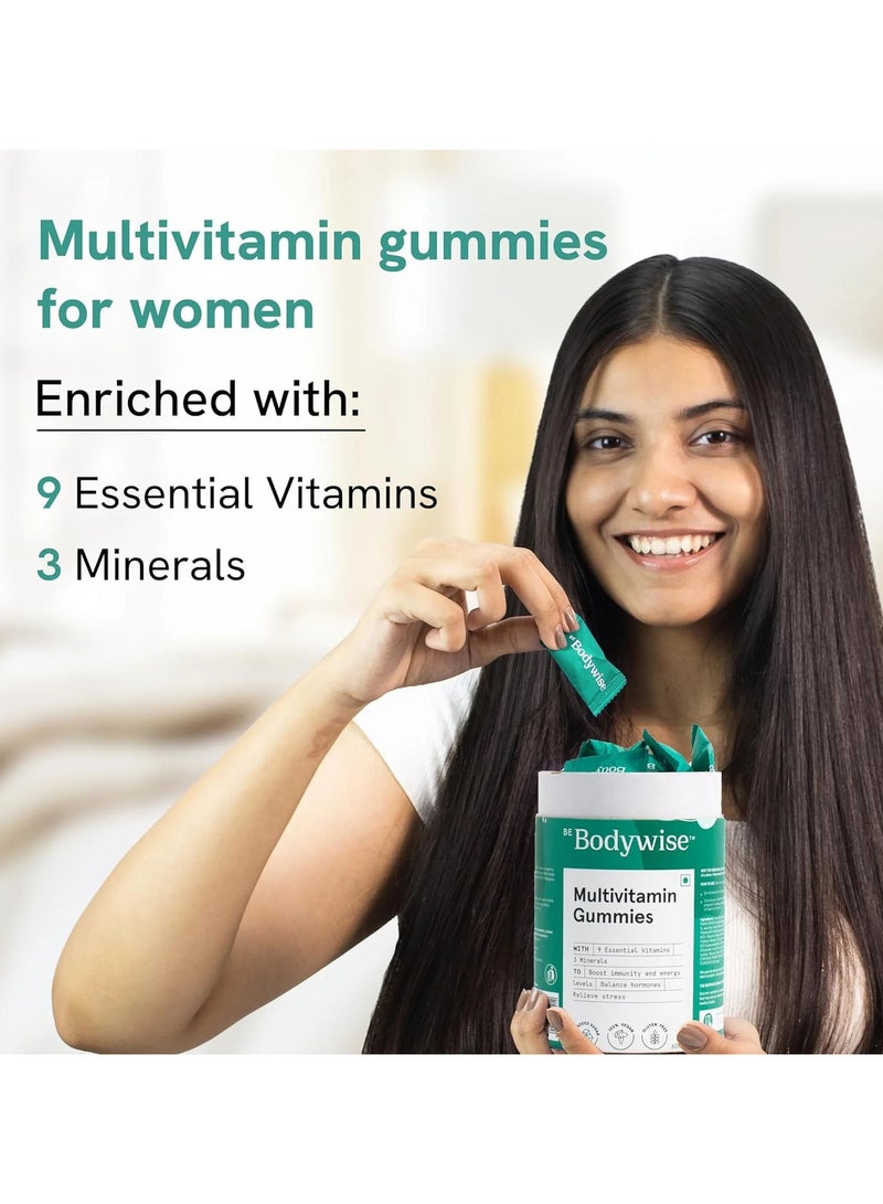 Be Bodywise Multivitamin Gummies | 60 Day Pack | With Fibre, Zinc, Iron & Biotin | Vitamin D3, B6, E & A | Boosts Energy & Stamina, Improves Immunity & Skin Health | Vegan, Gluten & Gelatin Free - Image 2