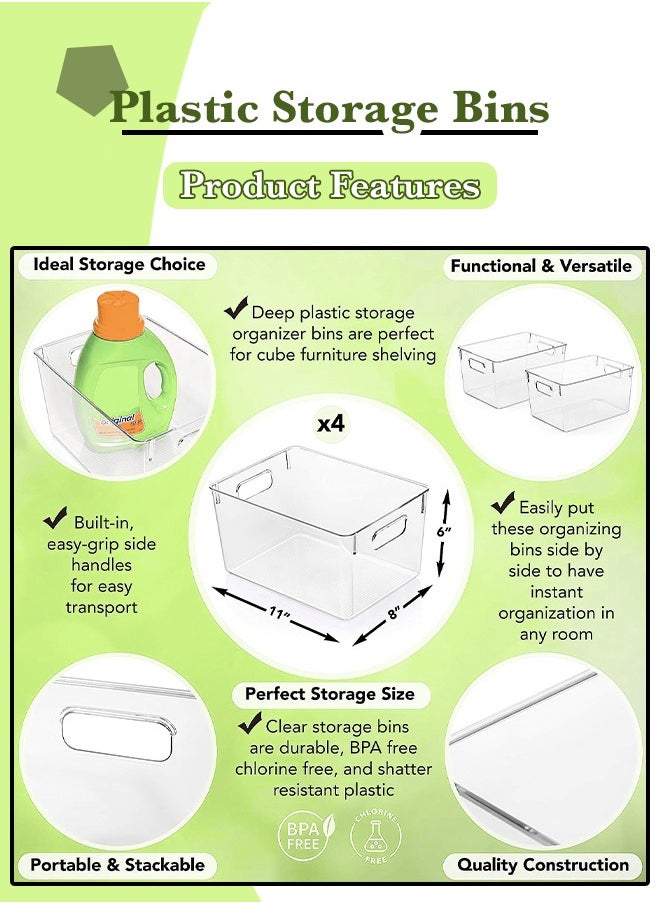 Generic Premium Clear Plastic Storage Bins - Stackable, Durable Containers for Kitchen, Washroom, Pantry, Refrigerator and Utensils Organization  - Image 2