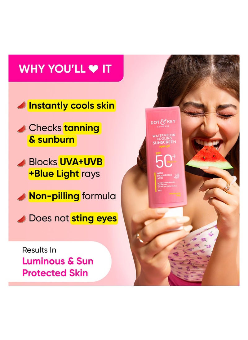Dot & Key Dot & Key Watermelon Hyaluronic Cooling Sunscreen SPF 50 PA+++| for Oily, Normal & Combination Skin | Boosts Vitamin D Absorption | 50g…  - Image 4