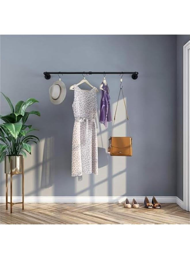 HOOKOR Clothes Rack, 41.7 Inch Industrial Pipe Wall Mounted Garment Rack, Space-Saving, Heavy Duty Detachable Garment Bar, Multi-Purpose Hanging Rod for Closet 2 Base - Image 2