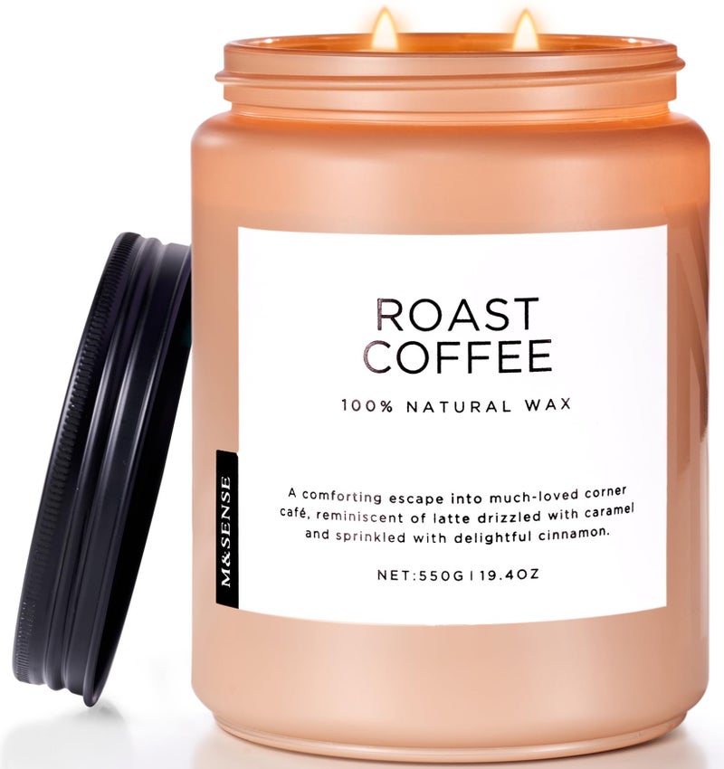 MSENSE Coffee Candles Scented Strong 2 Wick Jar Candle 194oz 110 Hours Burning Time Organic Natural Soy Wax Candle for Bedroom Kitchen Home Decor Housewarming Gift for Men and Women