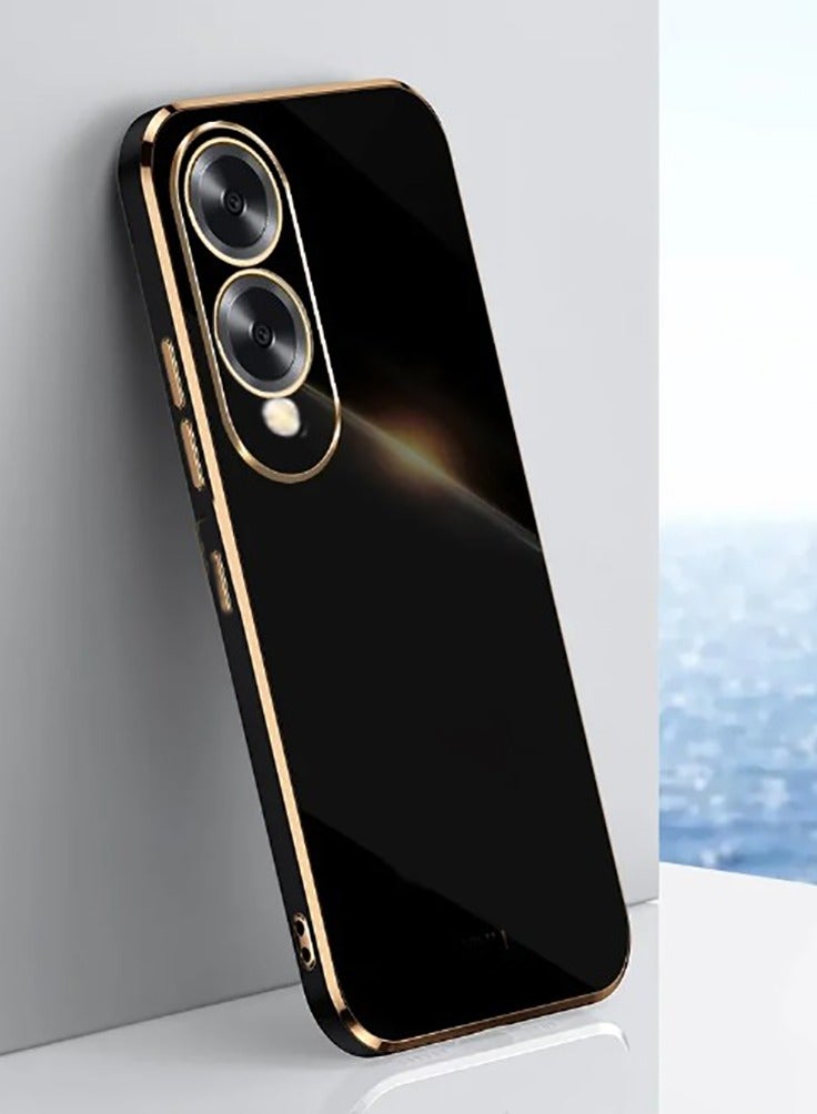 غطاء قلب فاخر لجراب سامسونج جالاكسي S25 إيدج بلمعان ناعم مع حماية كاملة للكاميرا مرتفعة حواف سيليكون مضاد للصدمات - أسود - Image 1