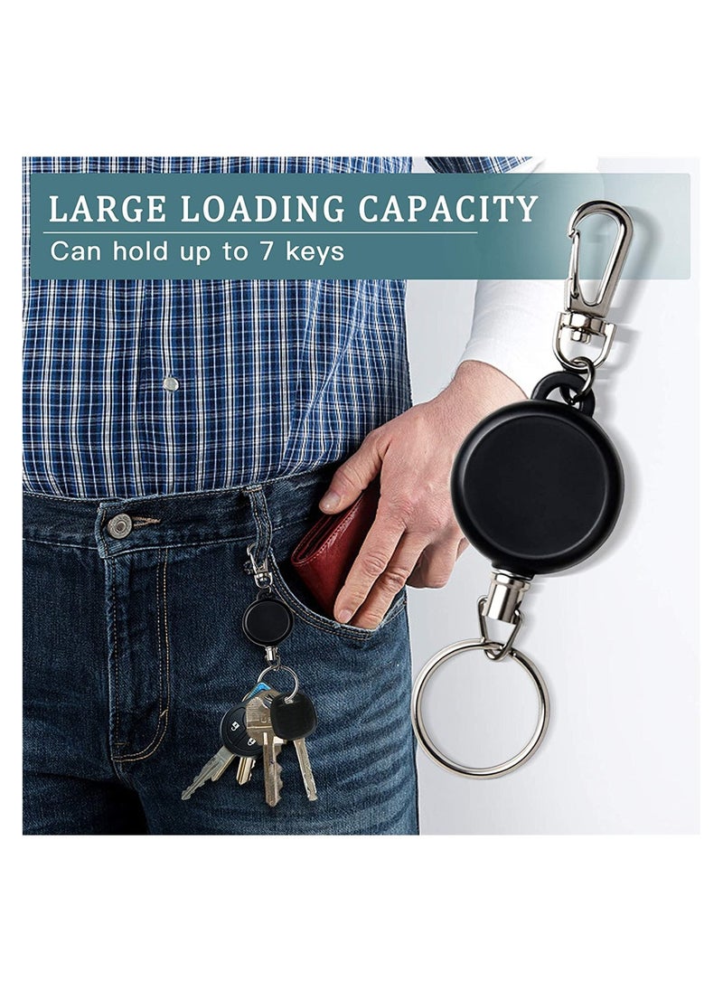 Excefore - 6 Pieces Retractable Badge Clip Reel Keychain with Belt Clip and Key Ring, Carabiner for Students, Office Workers, Nurses, Travel - Image 1