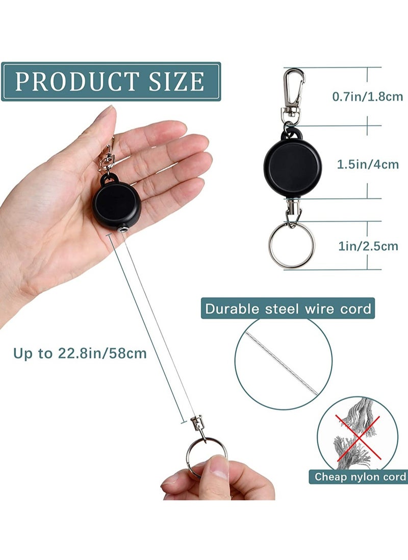 Excefore - 6 Pieces Retractable Badge Clip Reel Keychain with Belt Clip and Key Ring, Carabiner for Students, Office Workers, Nurses, Travel - Image 1