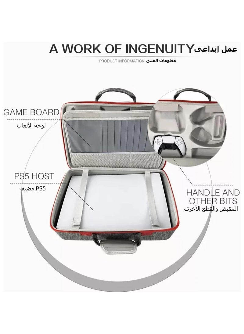 XICEN Storage Bag For PS5-Shockproof Hard Shell Bag- Luxury Waterproof Shoulder Bag For Playstation 5,Console & Accessories Storage Organizer (gray)  - Image 3