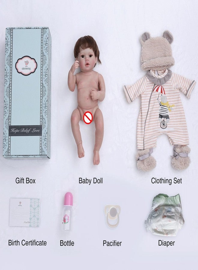 Cloveray 20inch Large Realistic Reborn Baby Doll Hand-Rooted Hair Lifelike Baby Dolls with Accessories for 3+ Year Old Girls Gifts, Pretend Play, Collection - Image 5