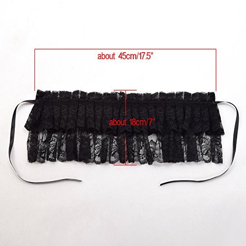 BLESSUME Lace Neck Ruff Collar Mini Cape (Black (2 Layered)) - Image 3