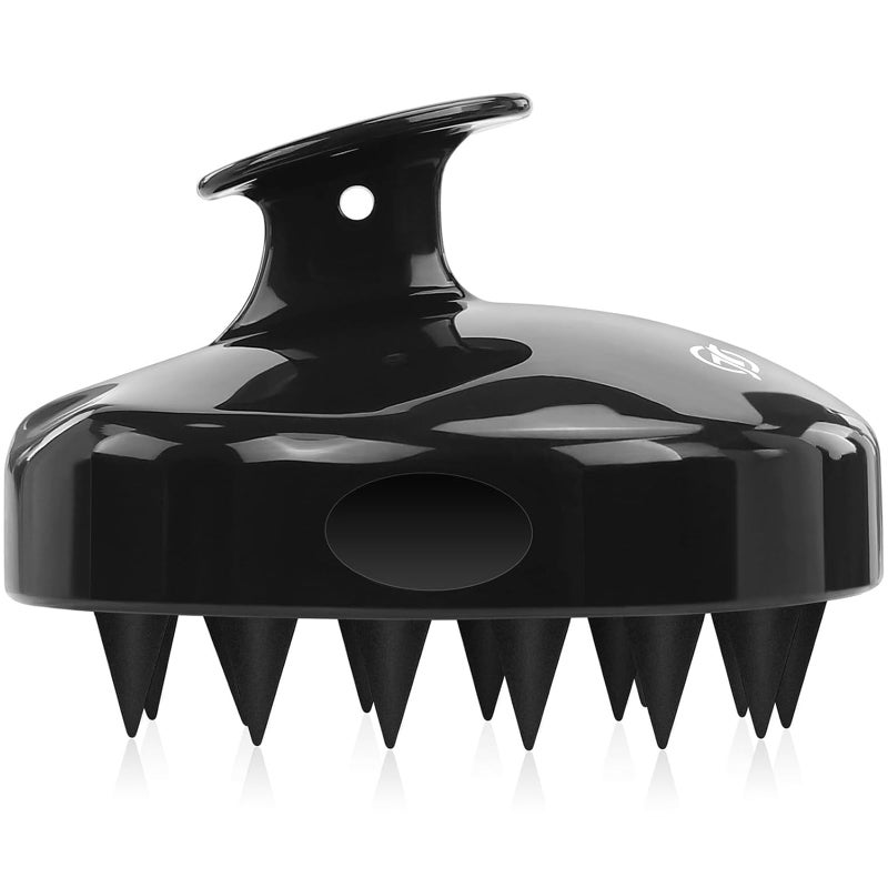 FREATECH Scalp Scrubber Scalp Massager Hair Growth Shower Shampoo Brush with Silicone Bristles for Dandruff Removal and Hair Care Wet Dry Hair Massager Scalp Exfoliator for Men Women KidsBlack