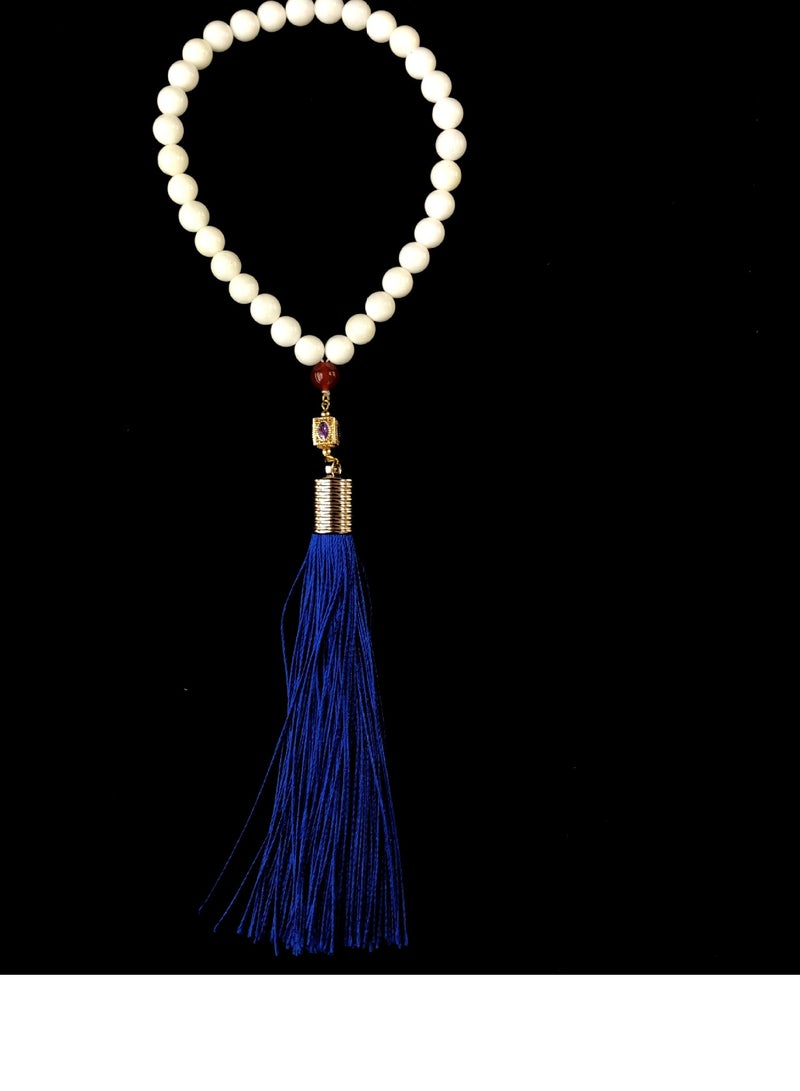 Unisex Islamic Tasbeeh 33 - Handmade white shell prayer beads - Each bead is 8mm in diameter! - Image 2