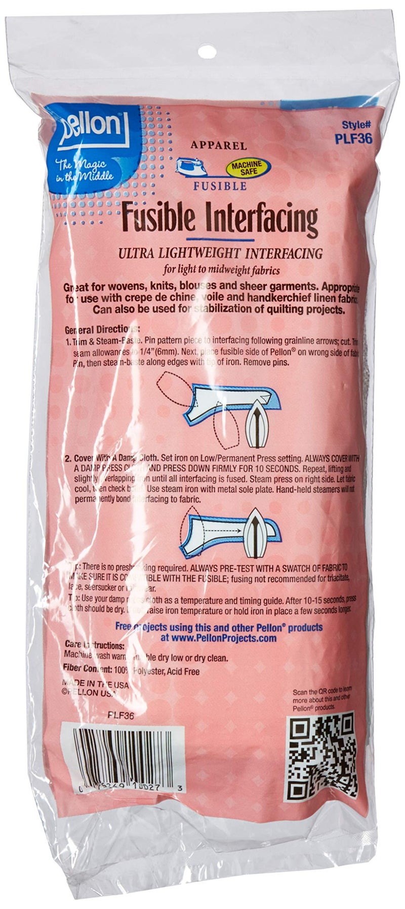 Pellon, White, PLF36 Ultra Lightweight Fusible Interfacing, 15" x 3 Yards, Package - Image 2