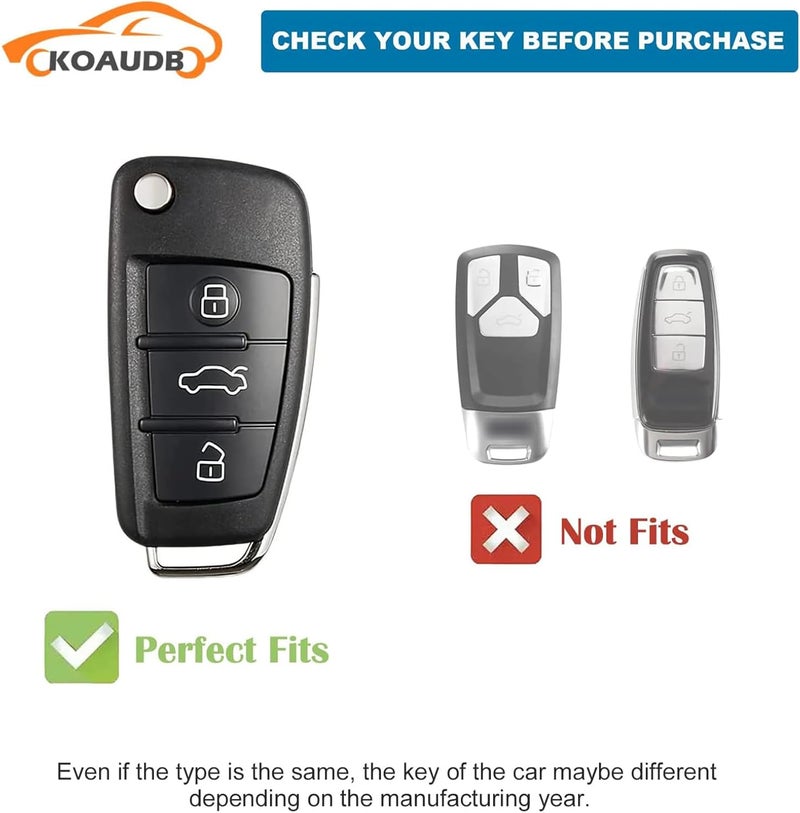 Koaudb Car Key Case Cover for Audi Models with Key Ring - Image 2
