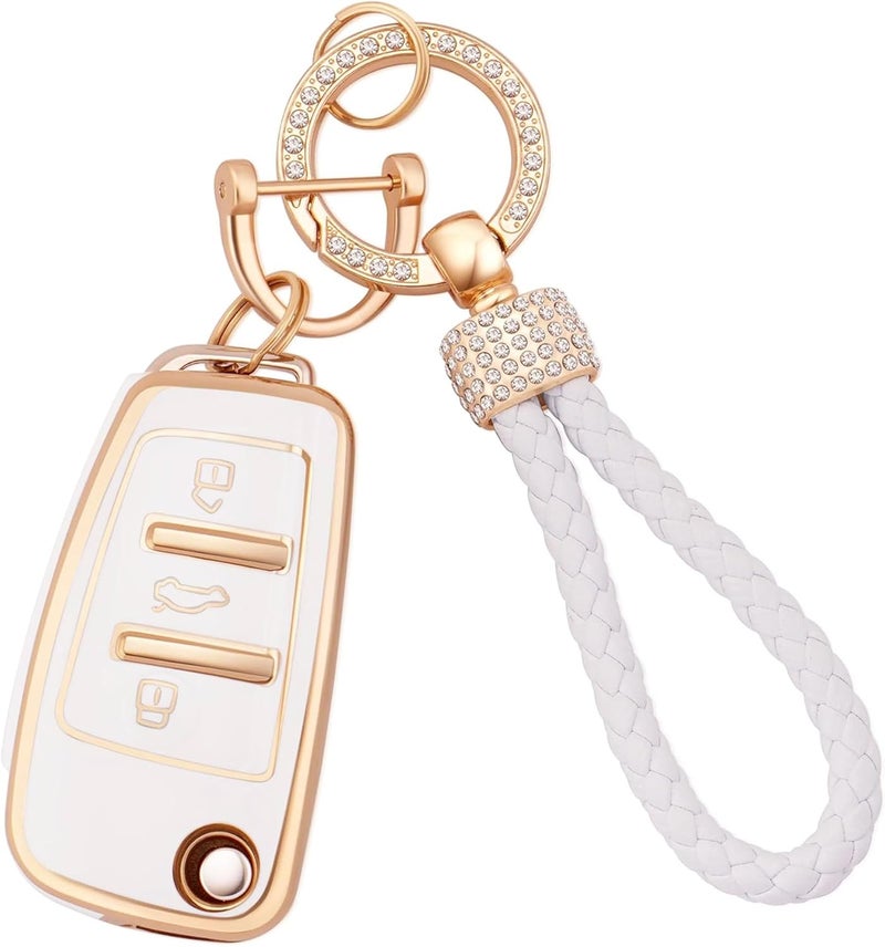 Koaudb Car Key Case Cover for Audi Models with Key Ring - Image 1