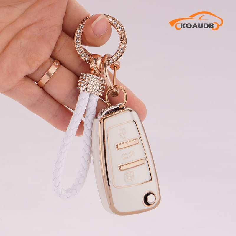 Koaudb Car Key Case Cover for Audi Models with Key Ring - Image 5