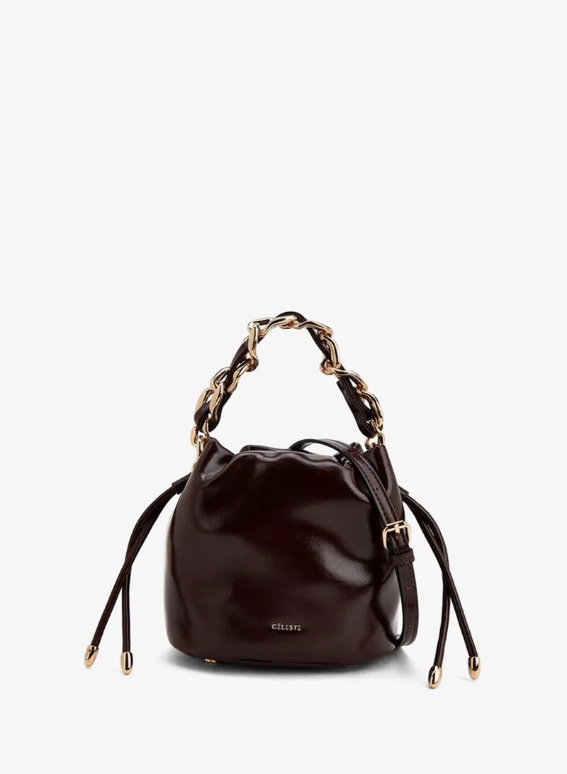 Drawstring Bucket Bag With Chain Handle