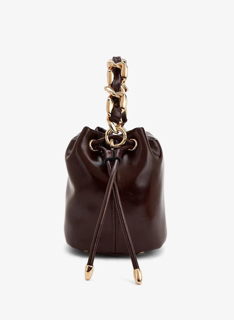 Celeste Drawstring Bucket Bag With Chain Handle