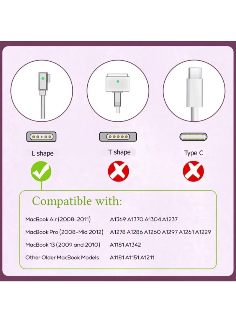 فلوينغ متوافق مع شاحن ماك بوك برو 85W استبدال ل نوع الرأس A1286 A1260 A1297 A1261 A1229 A1278 وجميع 45W 60W ماك 2009 2010 2011 منتصف 2012  - Image 2