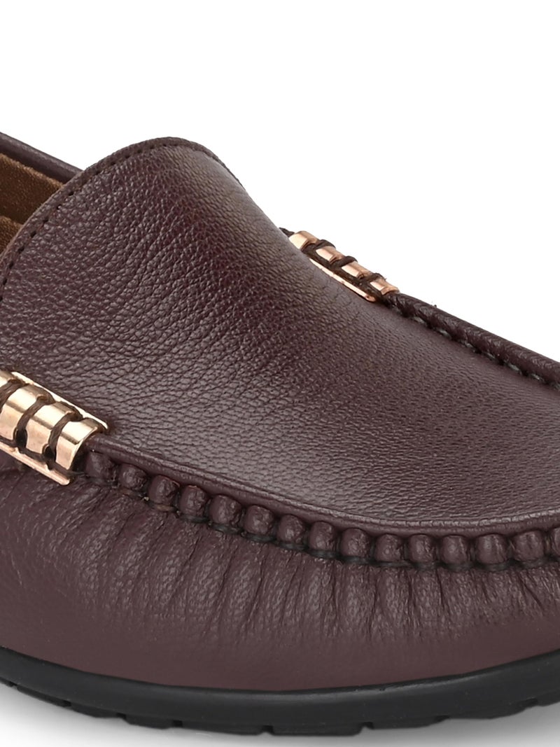 egoss Lady Boss X Premium Genuine Leather Loafer Casual Shoes for Women (Maroon-7)-LD-228 - Image 5
