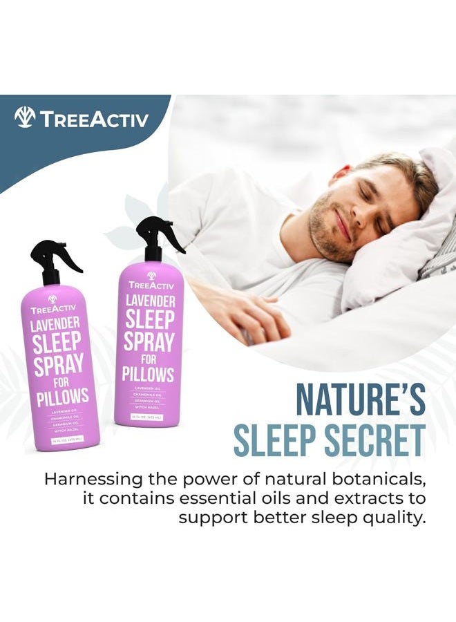 TreeActiv Sleep Spray, 16 oz, Lavender Pillow Spray for Sleep, Lavender Spray Sleep with Witch Hazel, Lavender Sleep Spray for Pillows and Bed, Pillow Mist Sleep Spray, Linen Spray for Bedding - Image 2