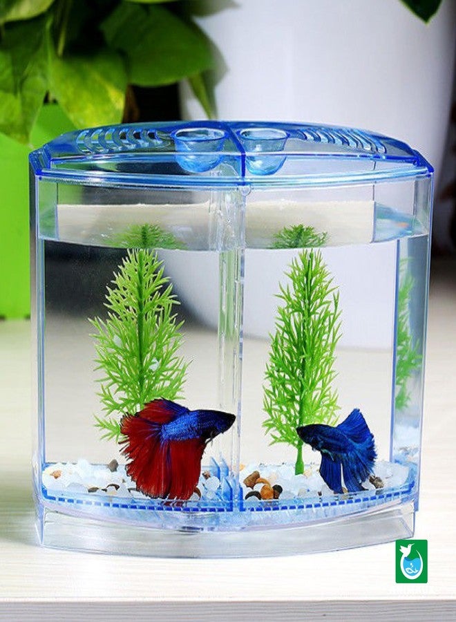 ANIMAUX Double House Betta Fish Tank Aquarium Isolation Box for Fighter Fish and Guppy (18 cm x 8 cm x 14 cm) (Betta House Double) Colour May Vary (Fish Not Included) Small Size - Image 1