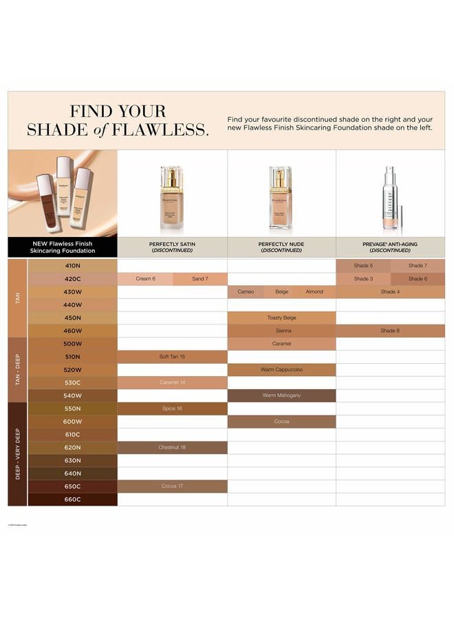 Flawless Finish Skincaring Foundation with Hyaluronic Acid, Vitamin C & E, 160W (Light skin with warm undertones), 1 fl. oz.