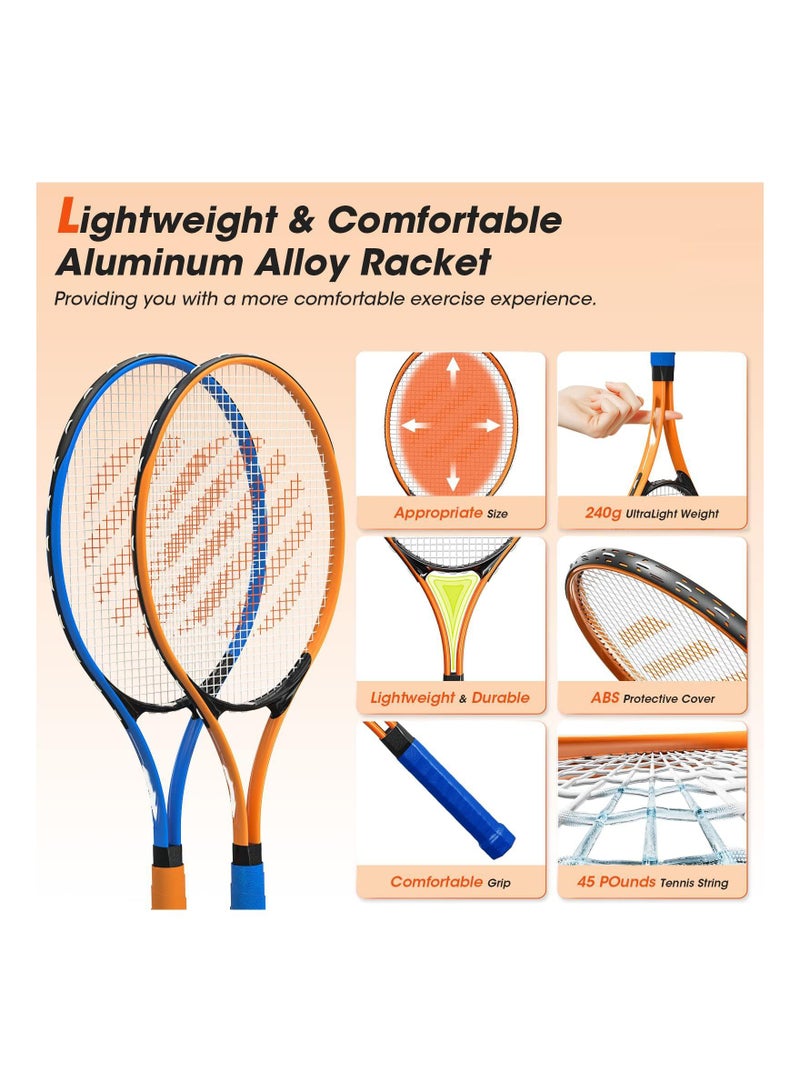 Y&D Kids Tennis Trainer Rebound Ball Set, Professional Racket, Portable Practice Rebounder, Equipment with 2 Racket & Bag, Suitable for Level Players  - Image 2
