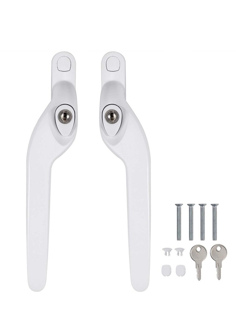 مقابض قفل النوافذ UPVC مع مفتاح 2 عبوة مقابض نوافذ مائلة 40 مم عمود عالمي أبيض - Image 1