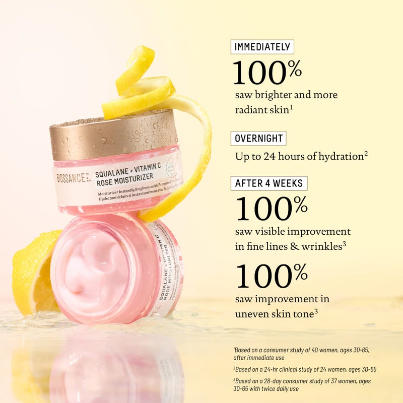 BIOSSANCE Squalane + Vitamin C Rose Face Moisturizer â€“ Antioxidant-Rich Day/Night Face Lotion â€“ Hydrates and Smooths Fine Lines â€“ Even Skin Tone & Reduce Discoloration â€“ For Radiant Skin, 1.69 Fl Oz - Image 5