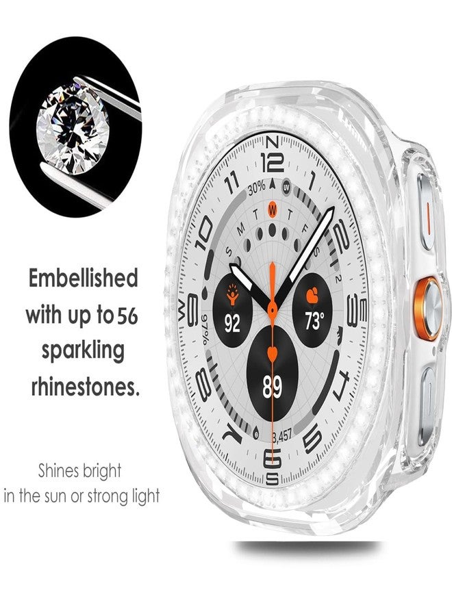 DEALELE [Pack of 2 Watch Cases Compatible with Samsung Galaxy Watch 7 Ultra (47 mm), Glitter Rhinestone Diamond Protective Watch Cover Replacement Case for Men and Women, 47 mm, Gold + Transparent - Image 5