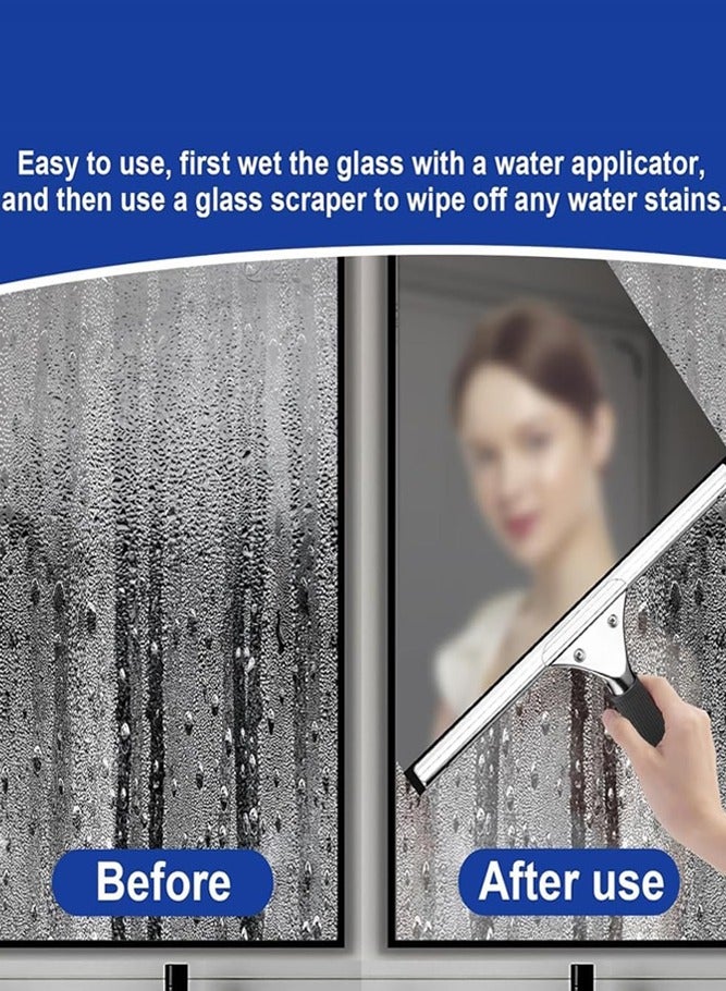 BELLSBERRY Stainless Steel Window Squeegee Kit Heavy-Duty Wiper Blade and Microfiber Applicator Included - Image 4