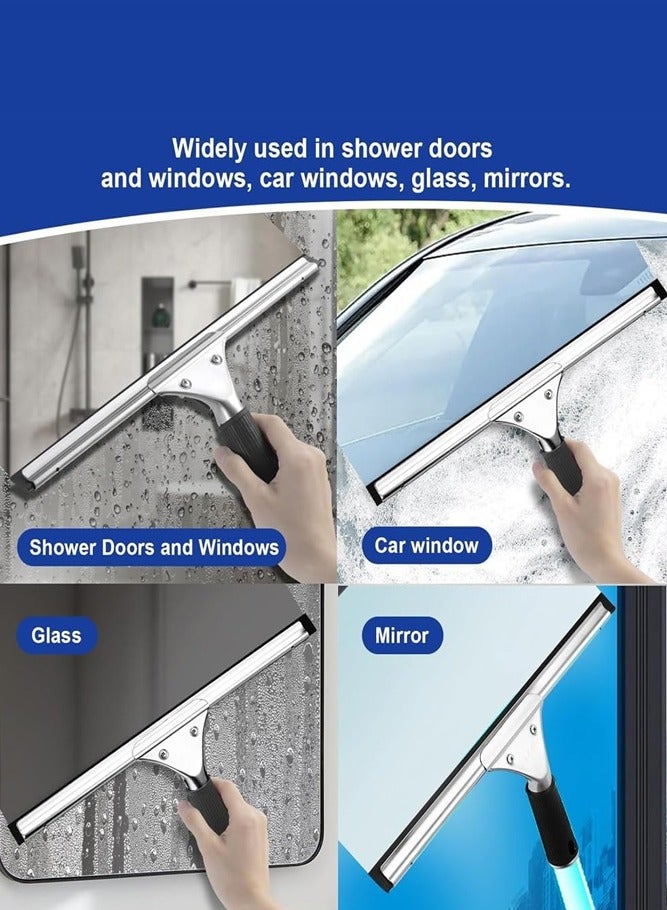 BELLSBERRY Stainless Steel Window Squeegee Kit Heavy-Duty Wiper Blade and Microfiber Applicator Included - Image 5