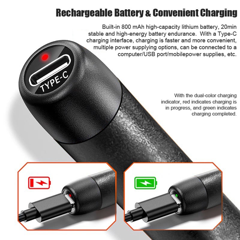 USB Soldering Iron Kit: Silver 800 mAh Rechargeable Fast Warming 3-Gear Temperature Adjustment - Portable Premium Metal Housing USB Soldering Iron Set for Hobbyists, Electronic Repairs & On-the-Go Use - Image 3