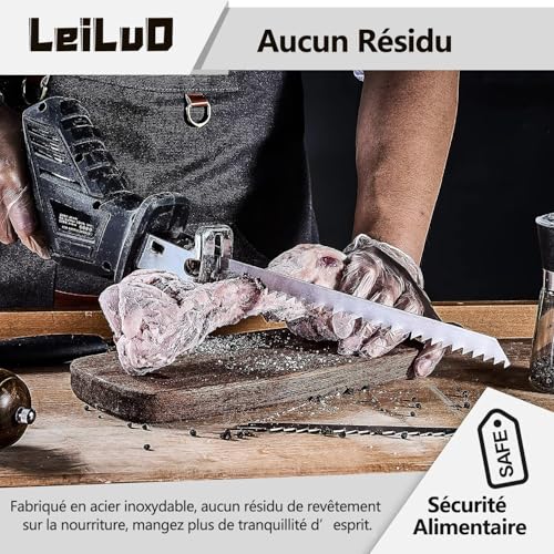 LEILUO 12-Inch Frozen Meat Bone Cutting Reciprocating Saw Blades 5 Piece Stainless Steel Sawzall Blades with Storage Box - Image 5