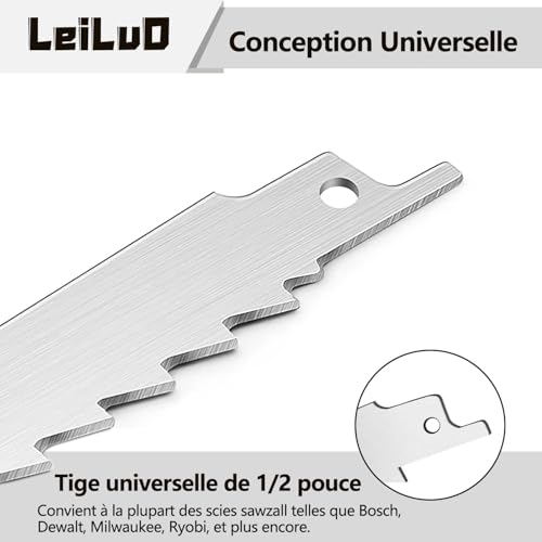 LEILUO 12-Inch Frozen Meat Bone Cutting Reciprocating Saw Blades 5 Piece Stainless Steel Sawzall Blades with Storage Box - Image 2