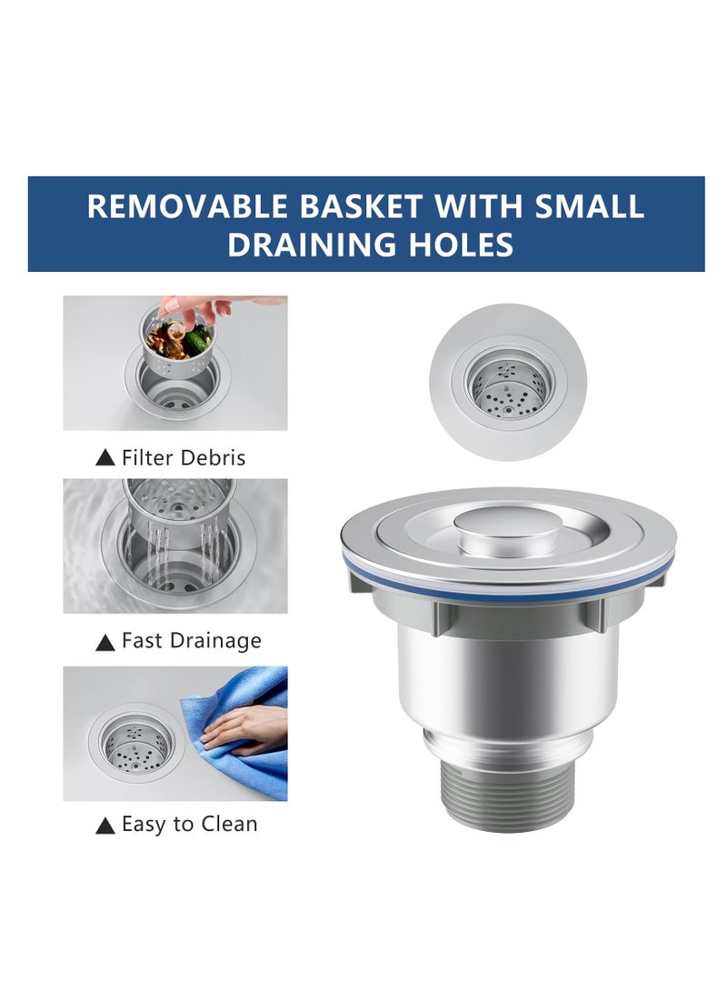 Zikra Kitchen Sink Drain 3-1/2 , Stainless Steel Kitchen Sink Drain, Assembly Kit with Removable Deep Sink Drain Basket/Sealing Lid for Standard Kitchen Sink Drain Prevent Water Pipes from Clogging - Image 5