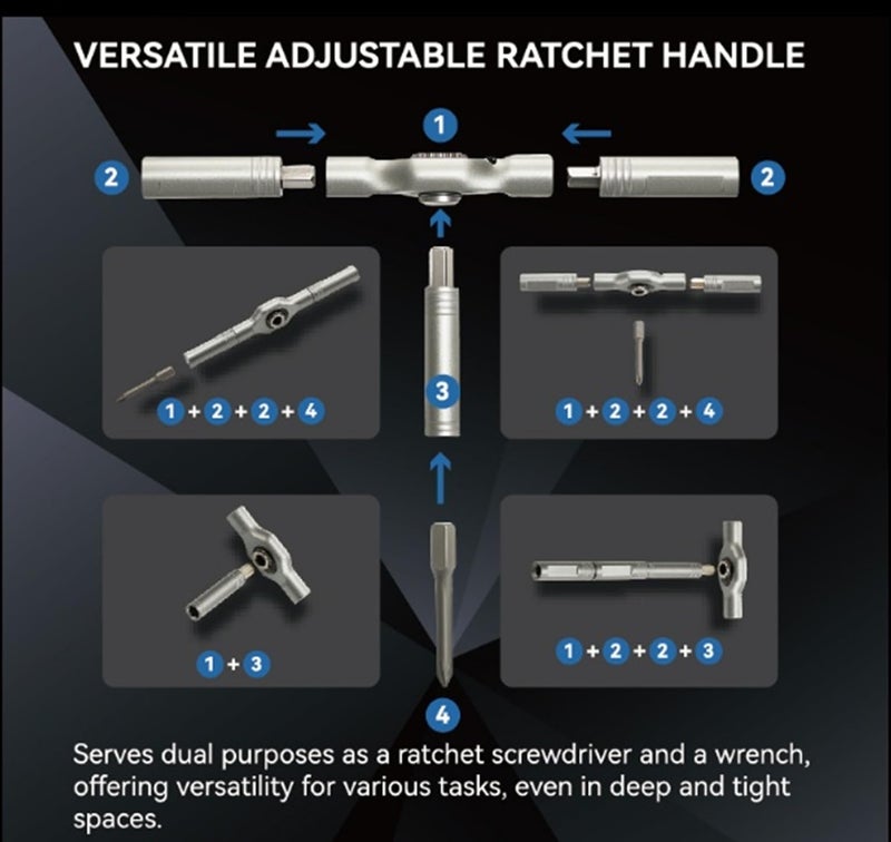 aiyun Magnetic Screwdriver Set, DIY Ratchet Screwdriver Set, Multi Bit Magnetic Drive Set with Detachable Ratchet Handle, Portable Precision Repair Tool Kit for Furniture Computer Bicycle (24) - Image 3