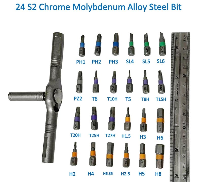 aiyun Magnetic Screwdriver Set, DIY Ratchet Screwdriver Set, Multi Bit Magnetic Drive Set with Detachable Ratchet Handle, Portable Precision Repair Tool Kit for Furniture Computer Bicycle (24) - Image 2