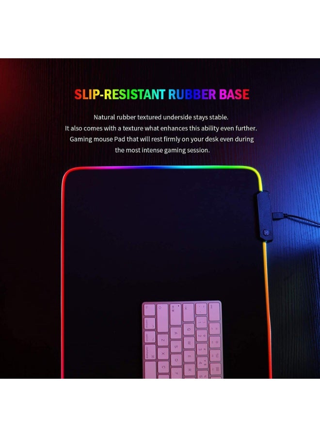 Zahaa Large RGB Mouse Pad 800x300x3mm Colorful LED Light Extended Gaming Desk Mat for PC Laptop Keyboard Mouse Pad Black for Home Office and Daily Use - Image 3