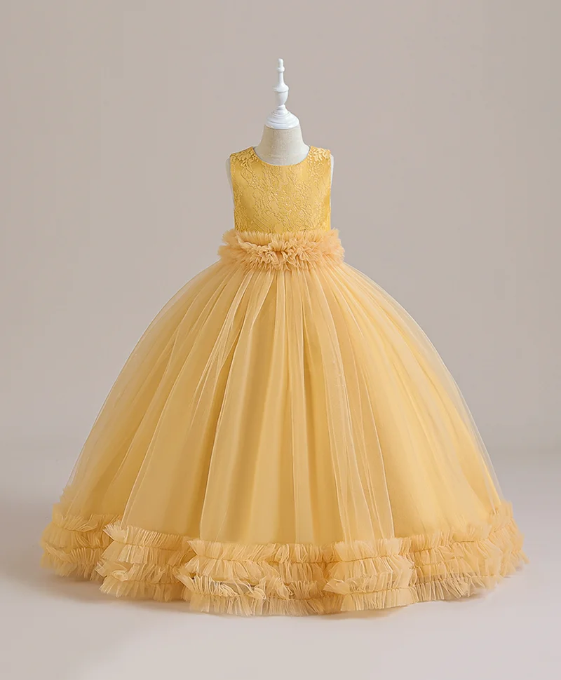 Mark & Mia Mark & Mia Floral Lace Embroidered & Bow Detailed Sleeveless Gown - Yellow