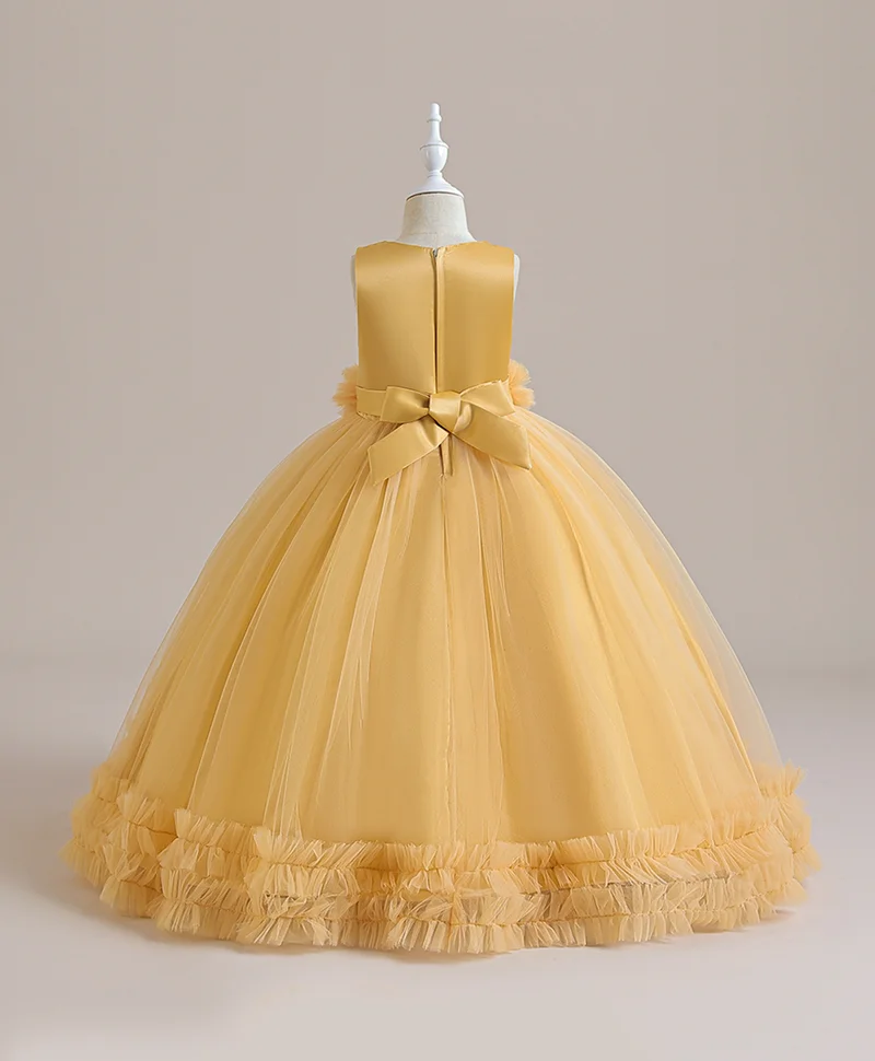 Mark & Mia Mark & Mia Floral Lace Embroidered & Bow Detailed Sleeveless Gown - Yellow