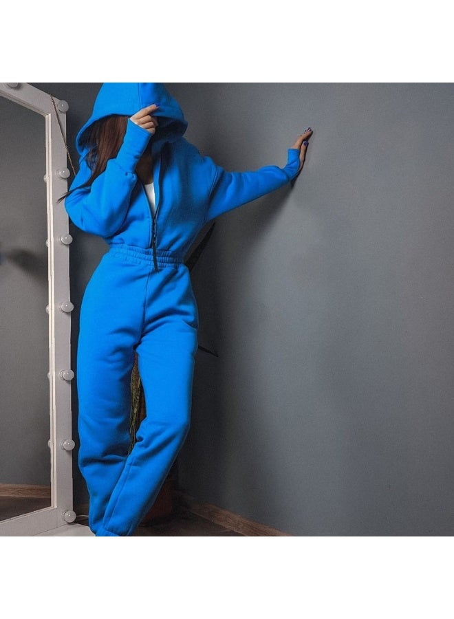 NIBEMINENT Fleece Sport Jumpsuit Women Playsuit Sportswear Female Long Sleeve Zipper Hoodies Jumpsuits Zipper Up Autumn Winter Overalls - Image 3