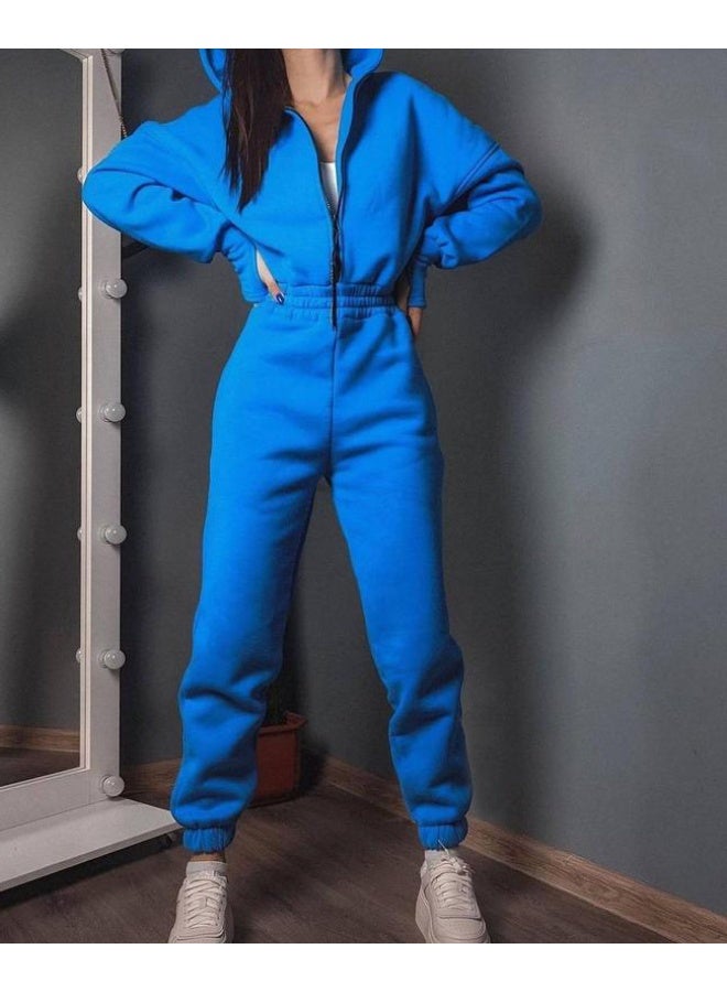 NIBEMINENT Fleece Sport Jumpsuit Women Playsuit Sportswear Female Long Sleeve Zipper Hoodies Jumpsuits Zipper Up Autumn Winter Overalls - Image 2