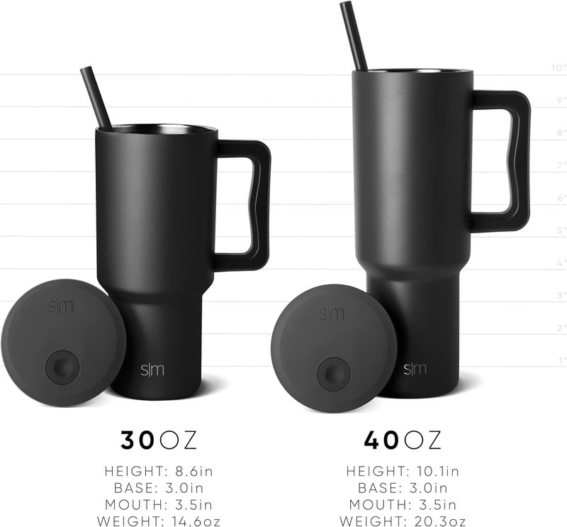 Simple Modern 30 oz Tumbler with Handle and Straw Lid | Insulated Cup Reusable Stainless Steel Water Bottle Travel Mug Cupholder Friendly | Gifts for Women Men Him Her | Trek Collection | Winter White - Image 5