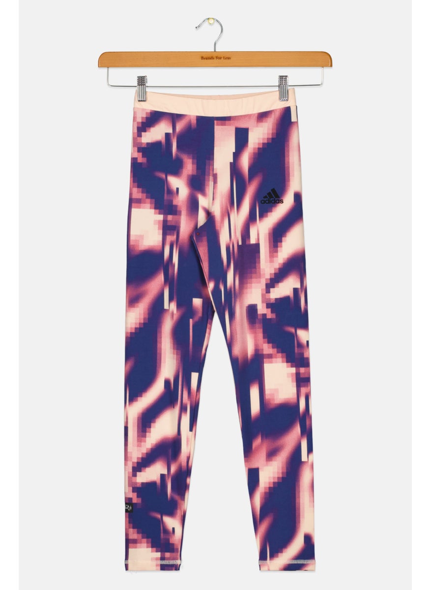 Adidas Kids Girl 3 Stripes Trainig Tights, Peach  - Image 1