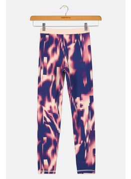 Adidas Kids Girl 3 Stripes Trainig Tights, Peach  - Image 2