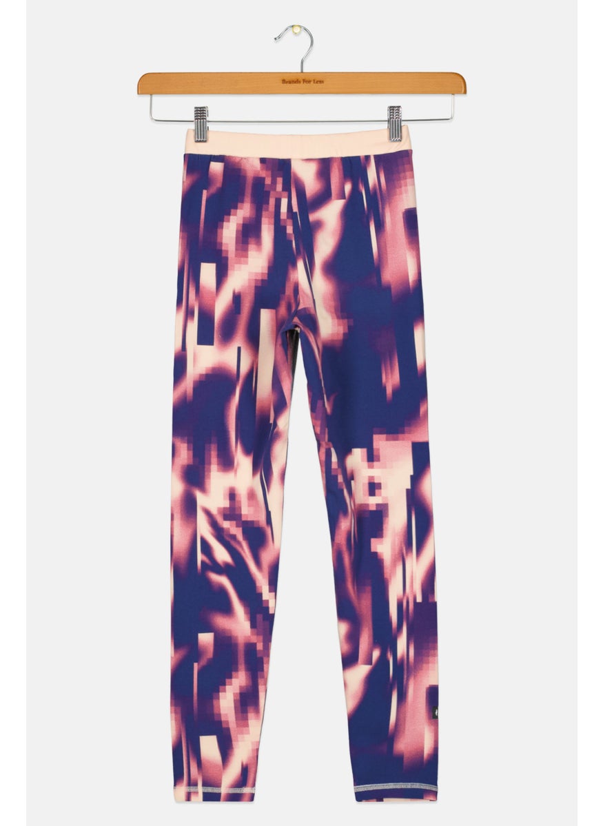 Adidas Kids Girl 3 Stripes Trainig Tights, Peach  - Image 2