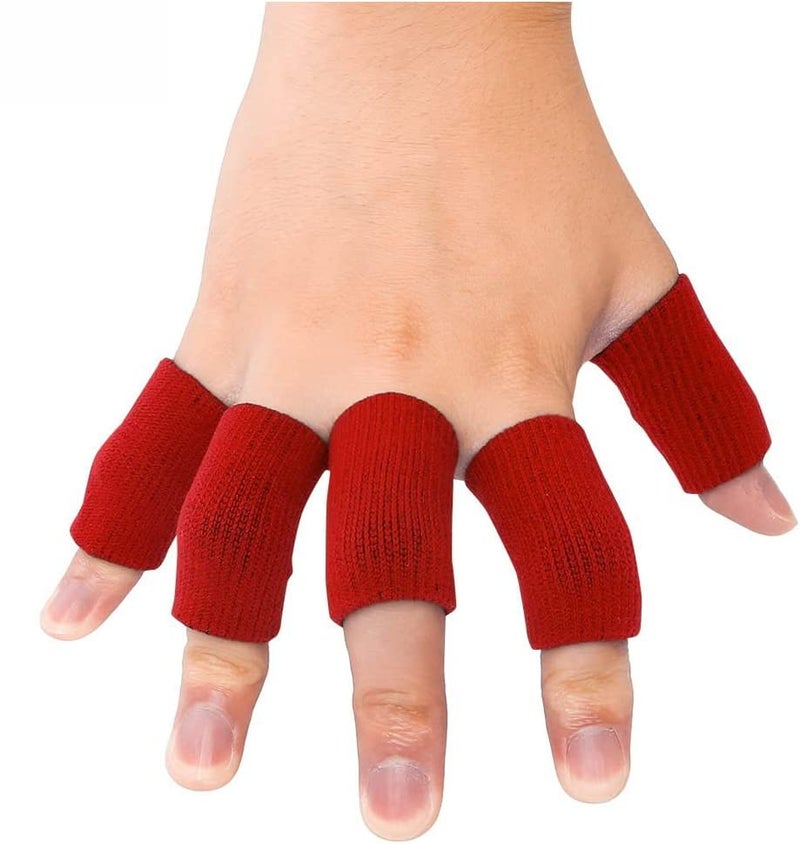Feora9X FEORA 10 Pcs. Finger Sleeve Protector Thumb Brace Support Elastic Compression Protector for Relieving Pain, Arthritis, Trigger Finger, Playing Sports | Finger Support - (RED) - Image 4